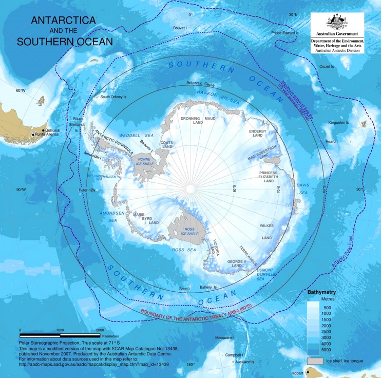 Detailed map of Southern Ocean