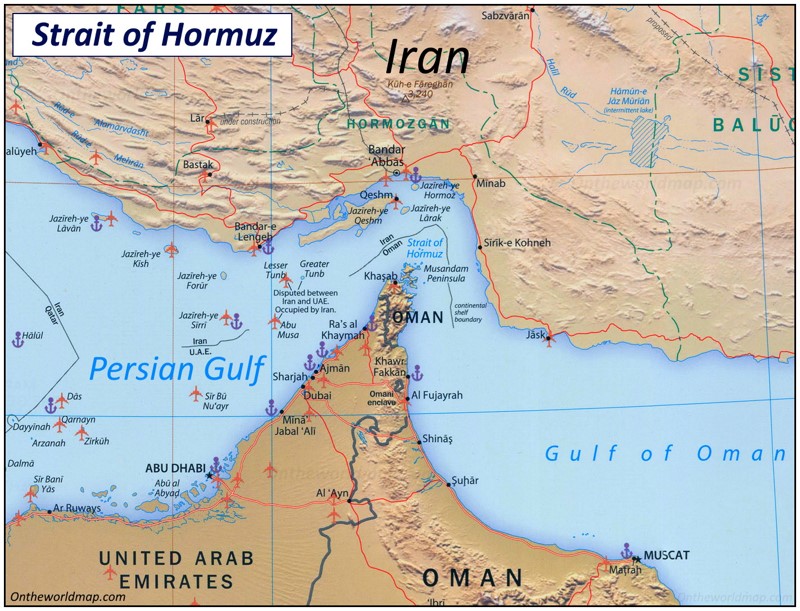 Detailed Map of Strait of Hormuz