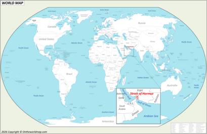Strait of Hormuz location on the World Map