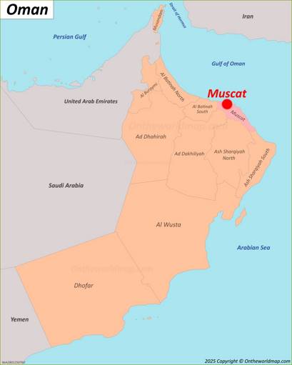 Muscat Location on the Oman Map