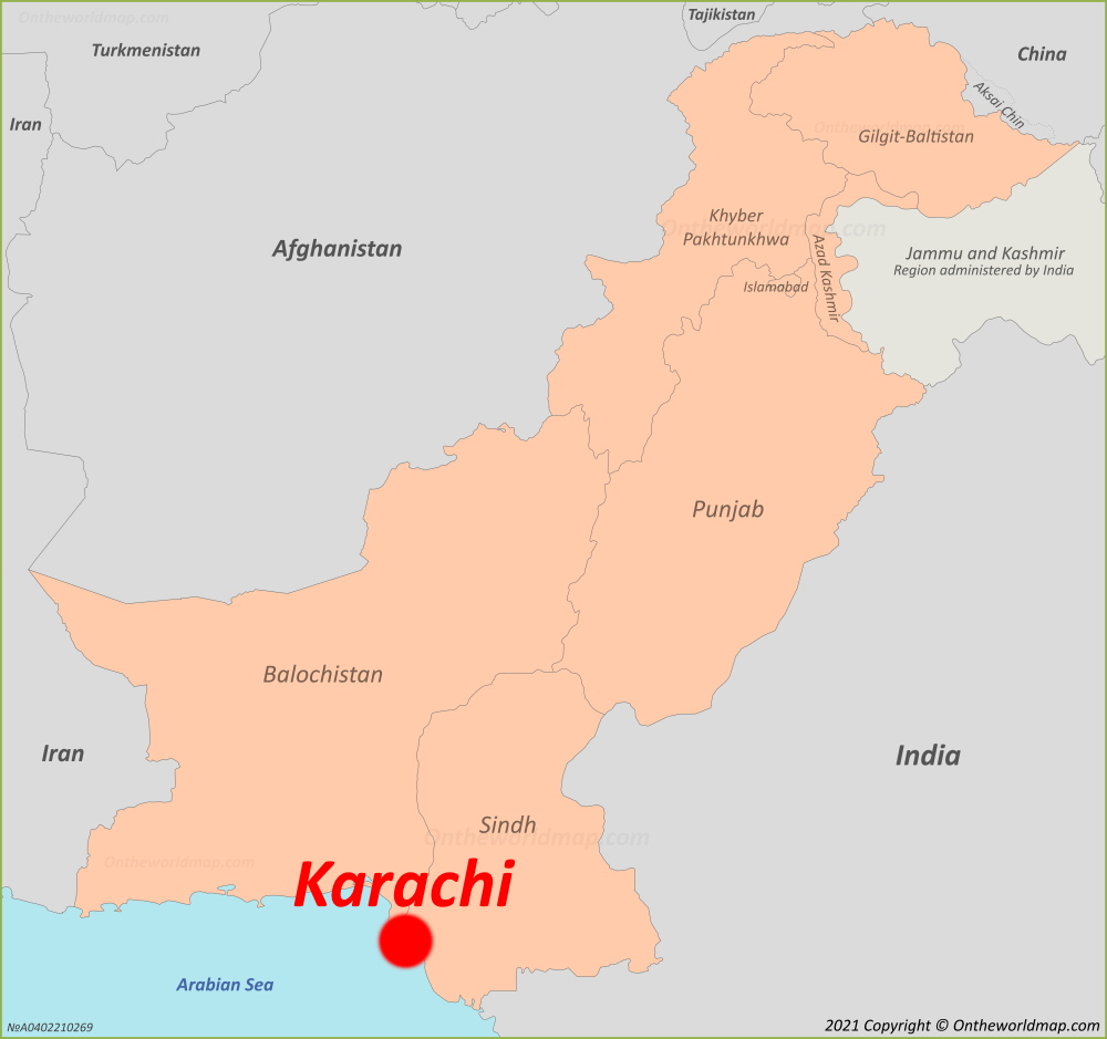 Karachi Location On The Pakistan Map 