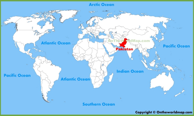 Pakistan location on the World Map