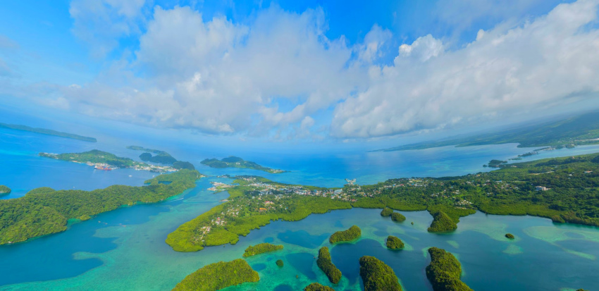 Panoramic aerial view of the city of Koror