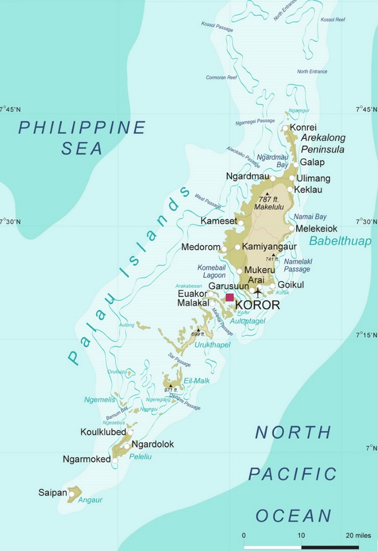 Detailed map of Palau
