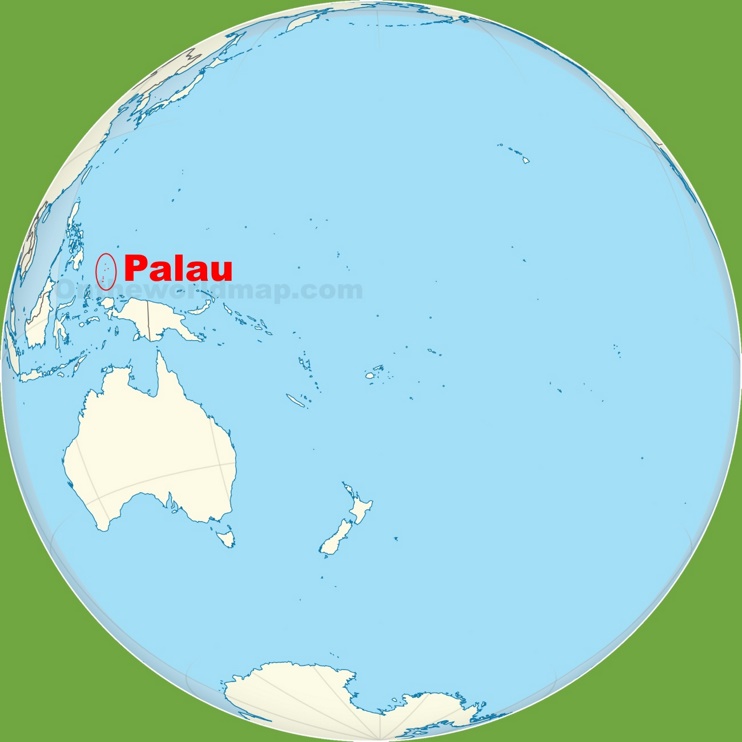 Palau location on the Pacific Ocean map