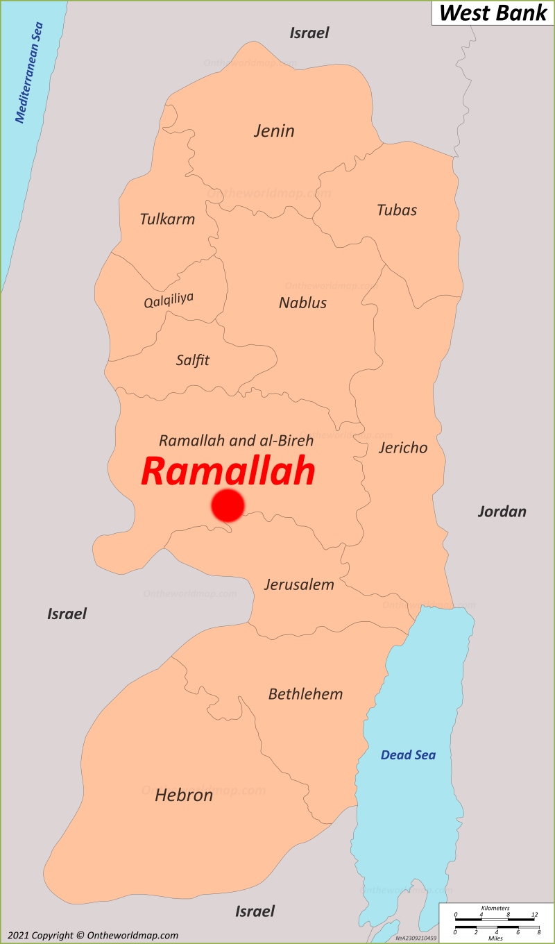 Ramallah Location On The West Bank Map