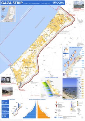 Large detailed map of Gaza Strip