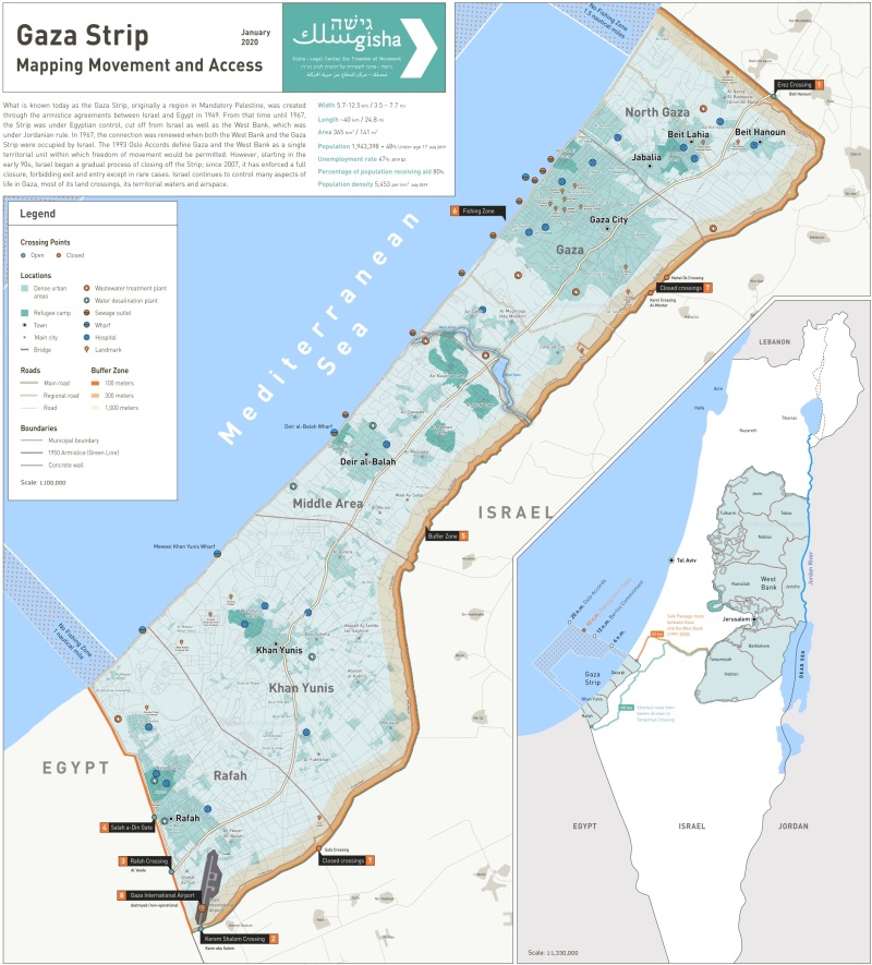 Map Of Gaza Strip With Cities And Towns