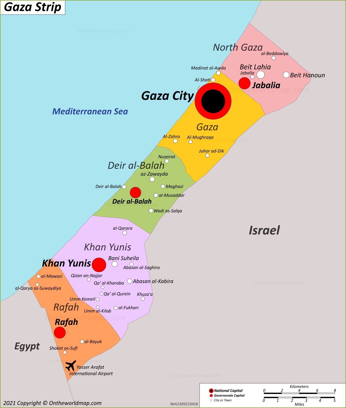 Map Of Palestine The Gaza Strip And Israel