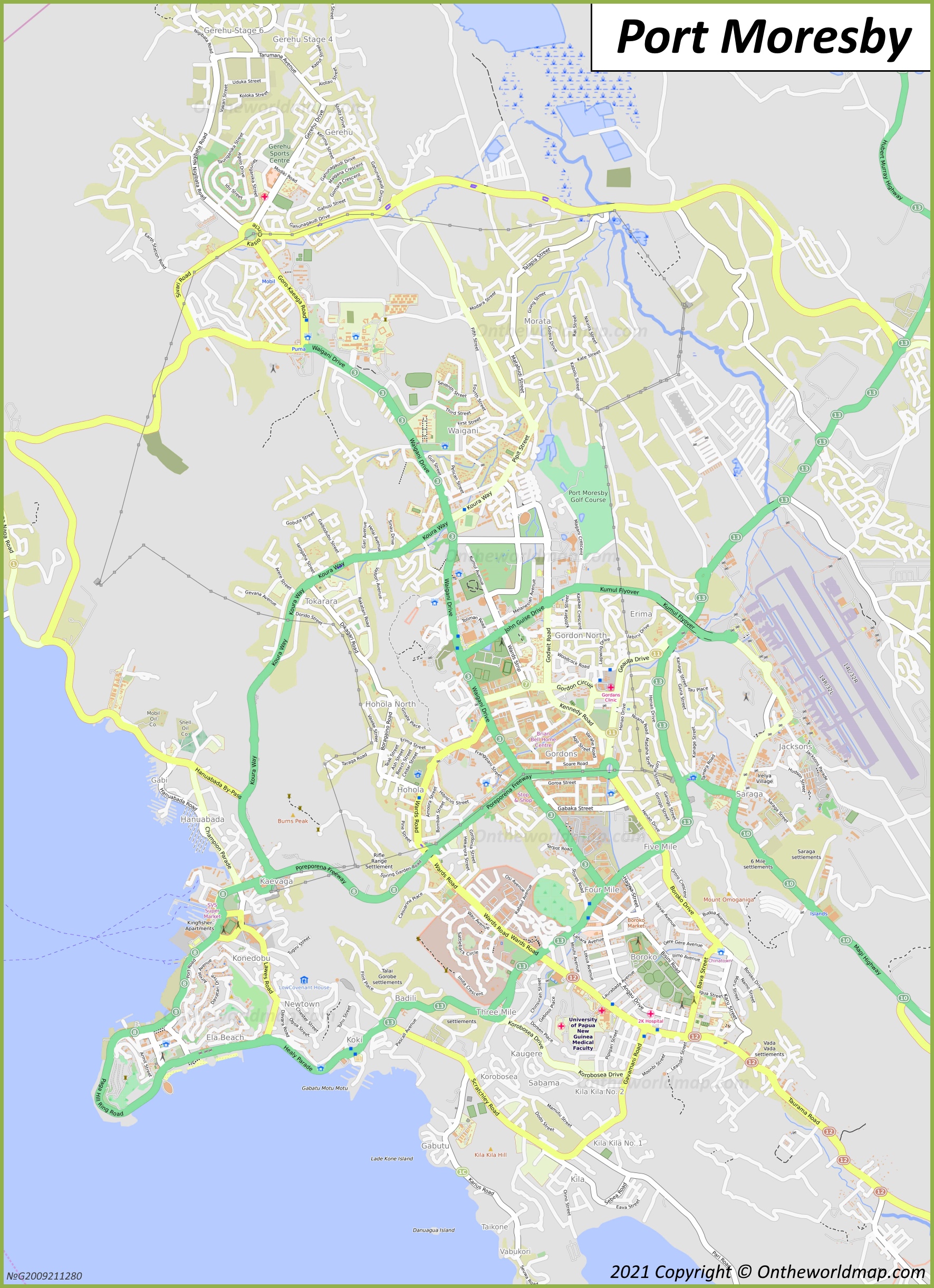 Map of Port Moresby