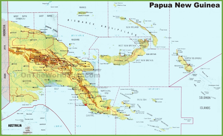 Large detailed map of Papua New Guinea