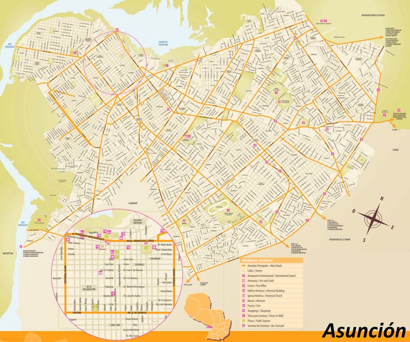 Mapa de Asunción  Paraguay  Mapas Detallados de Asunción