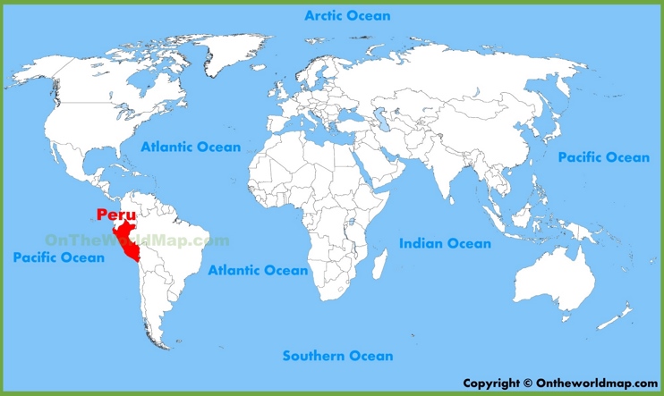 Ubicación de Perú en el mapa mundial