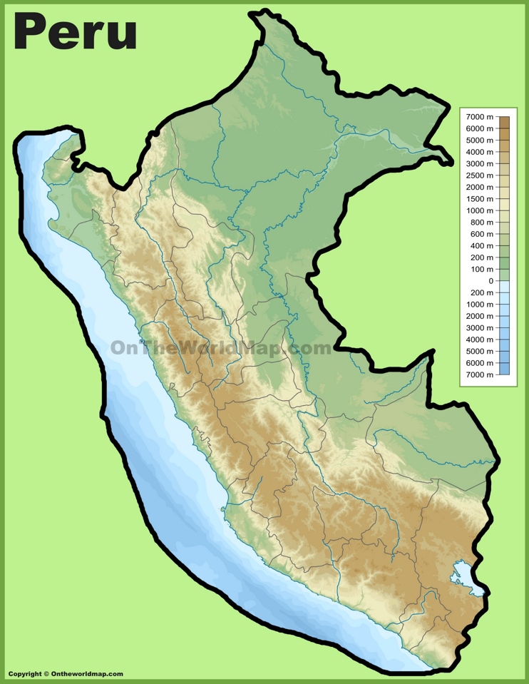 Mapa fisico de Perú