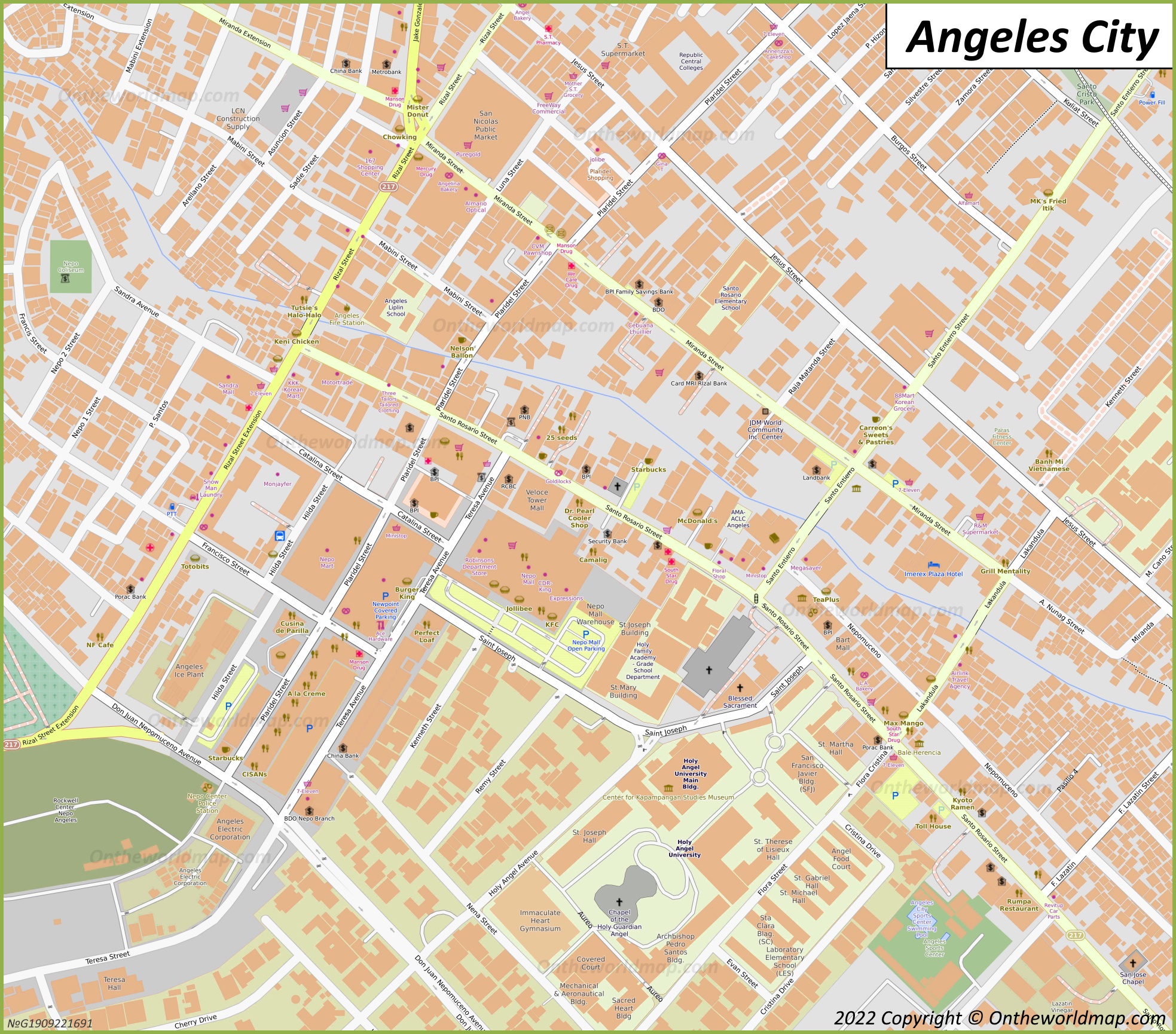 Downtown Angeles City Map