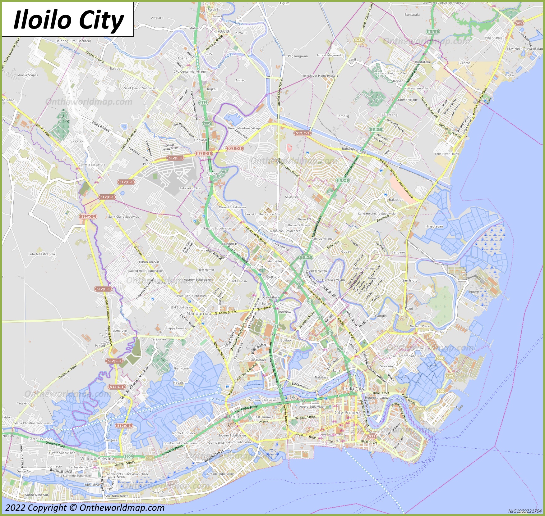 Printable Street Map Of Iloilo City, Philippines Stock, 42% OFF