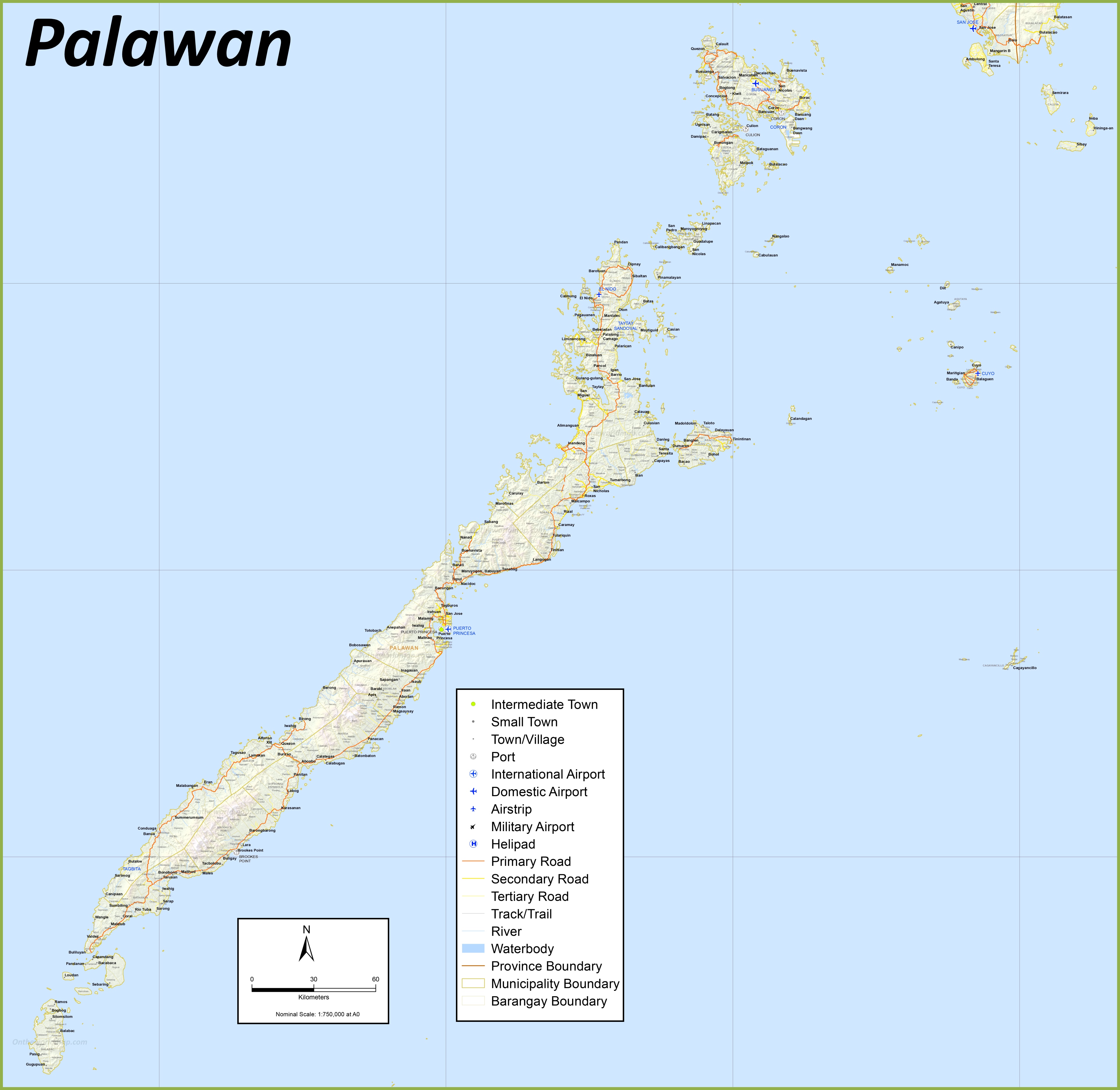 Large Detailed Map of Palawan