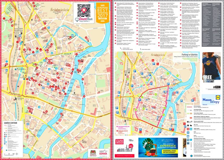 Gdańsk hotels and sightseeings map
