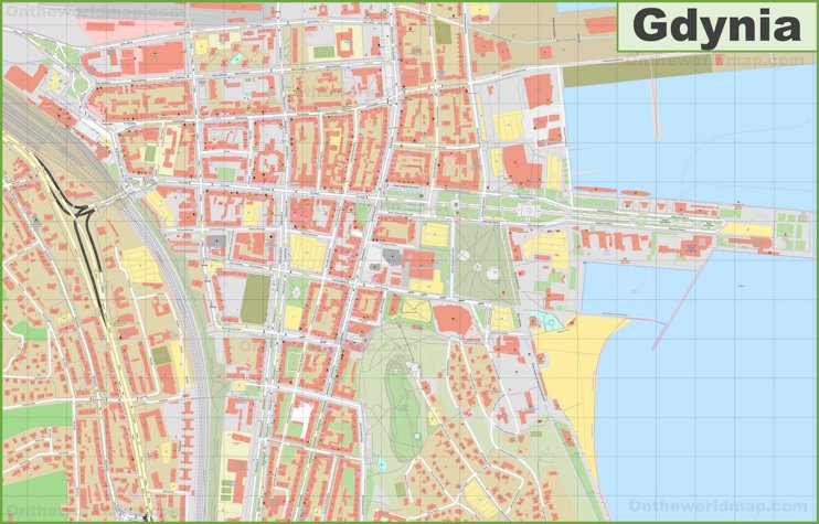 Gdynia city center map