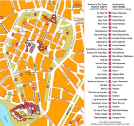 Kraków sightseeing map