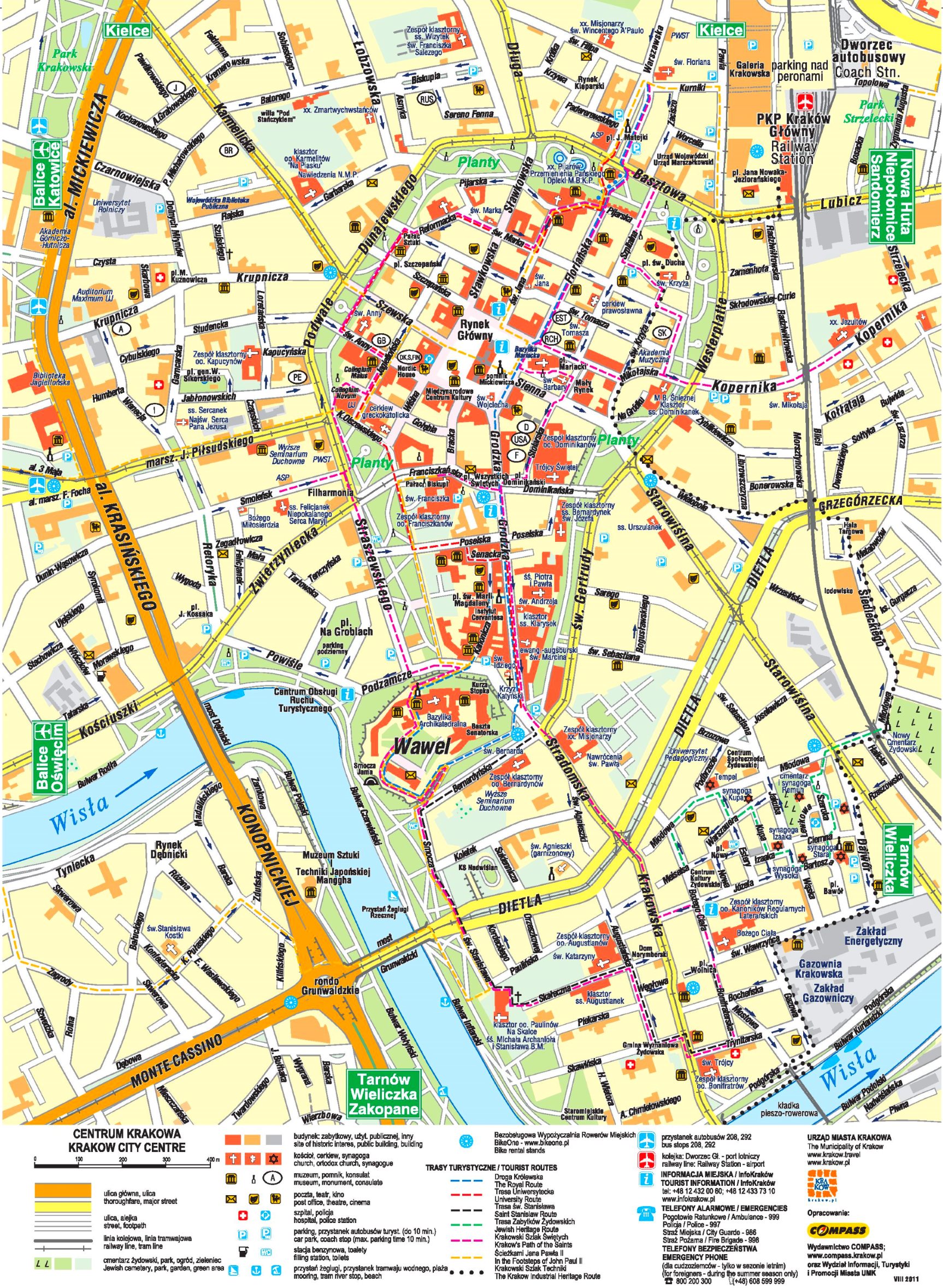 krakow tourist attractions map