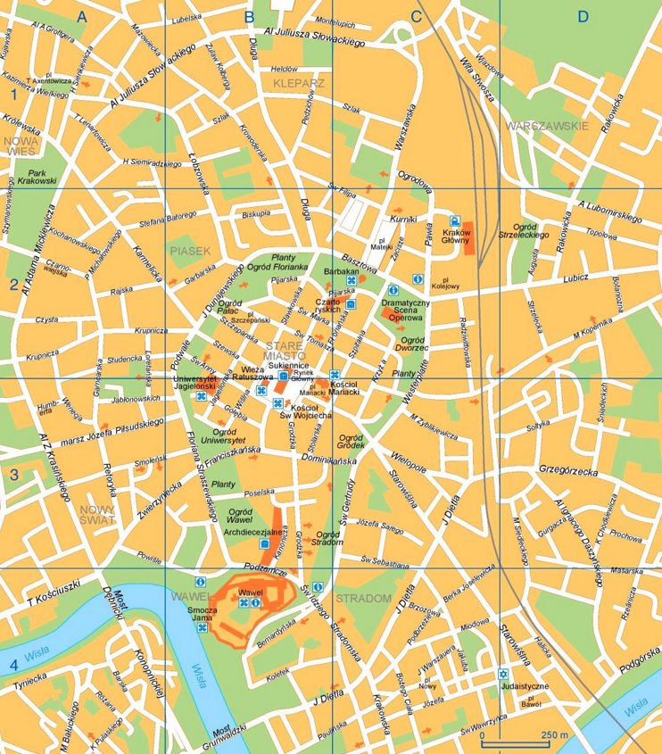 Kraków tourist map