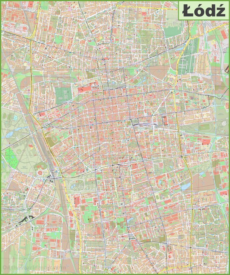 Large detailed map of Lodz
