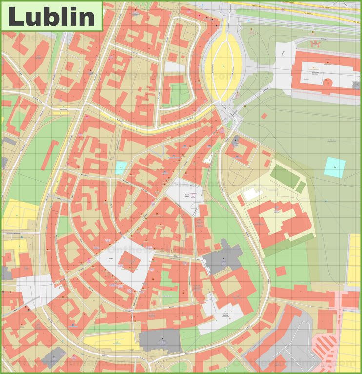 Lublin old town map