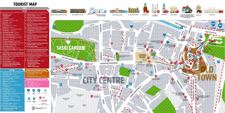 Lublin tourist attractions map