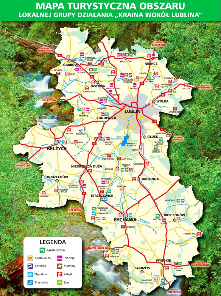 Tourist map of surroundings of Lublin