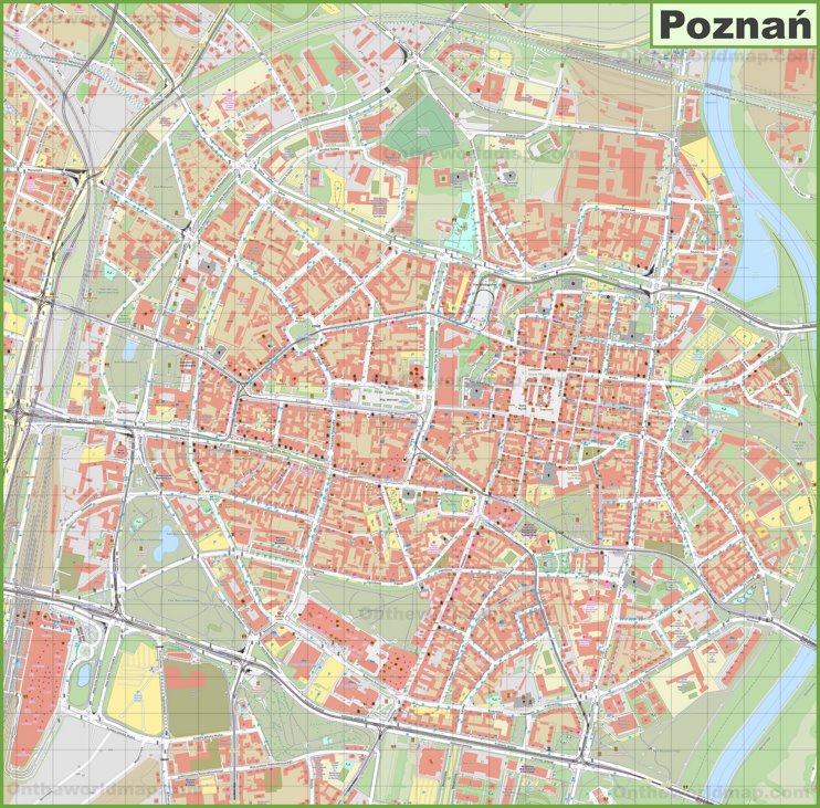 Poznań city center map