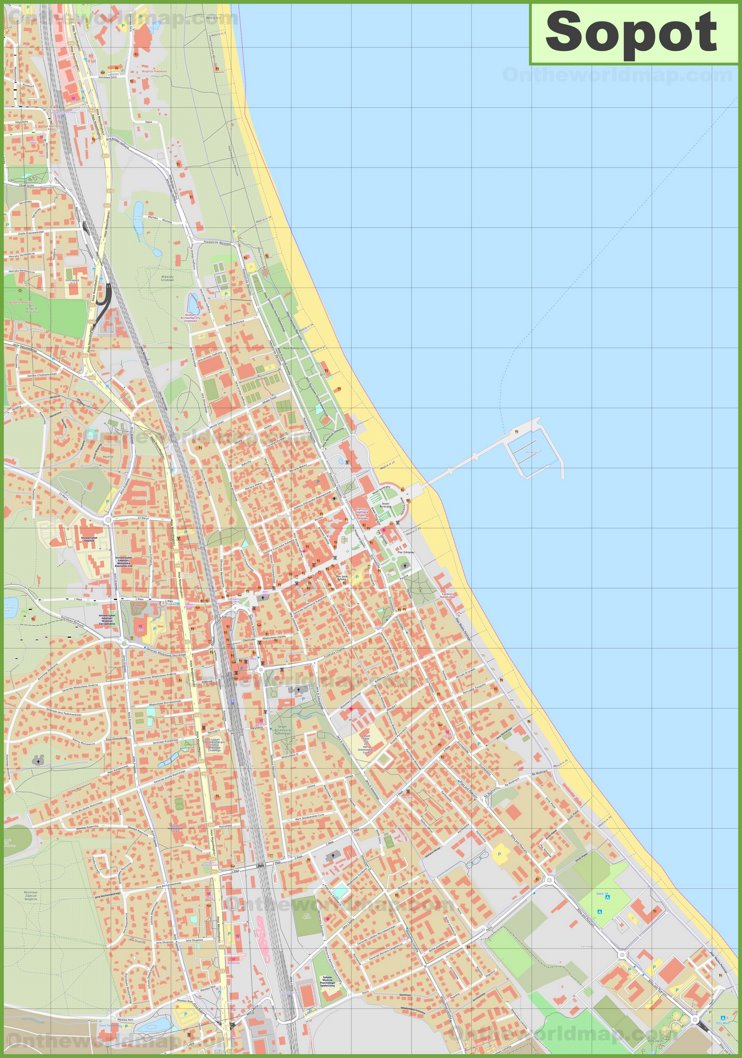 Large detailed map of Sopot