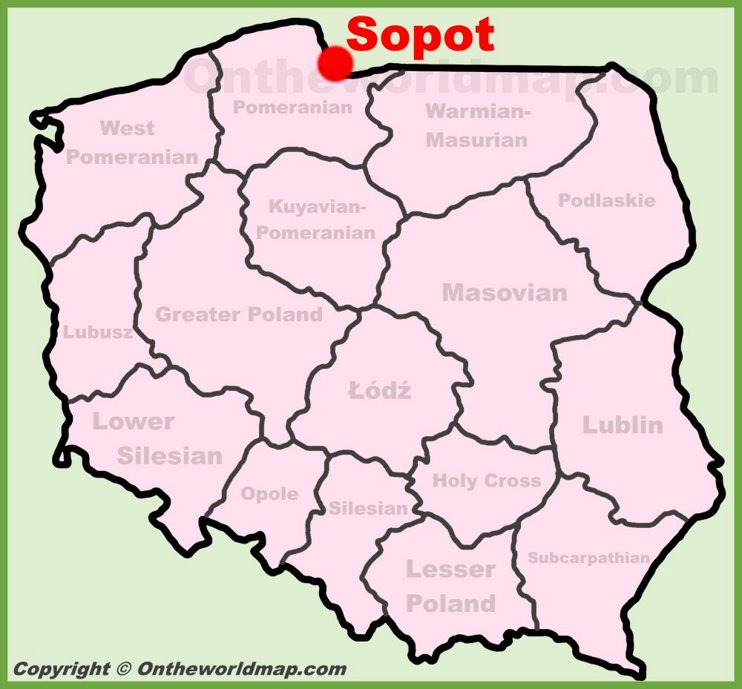 Sopot location on the Poland map