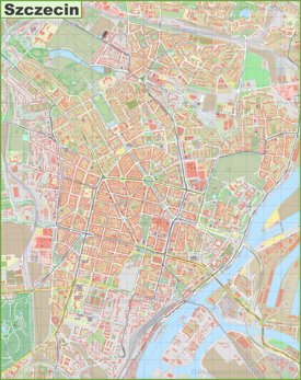 Large detailed map of Szczecin