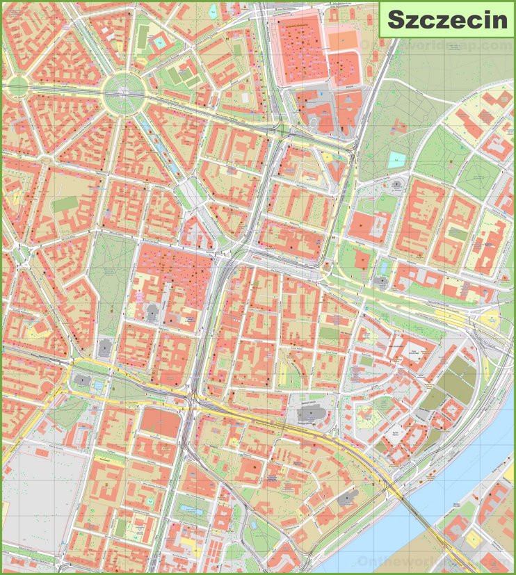 Szczecin city center map