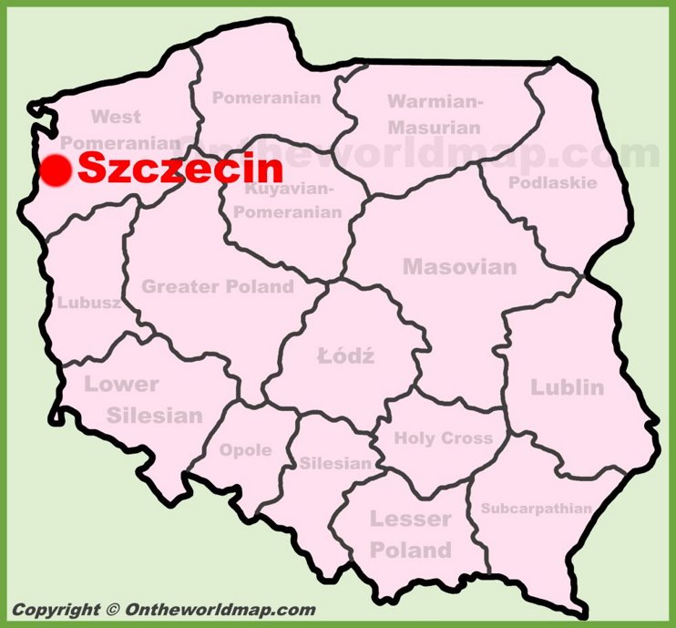 Szczecin location on the Poland map