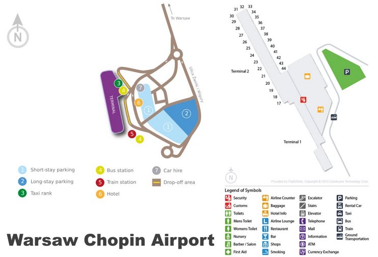 Warsaw Chopin Airport Map