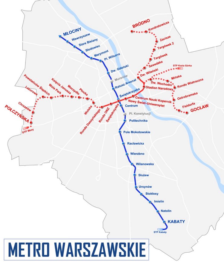 Warsaw metro map