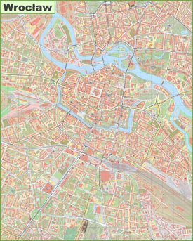 Large detailed map of Wrocław