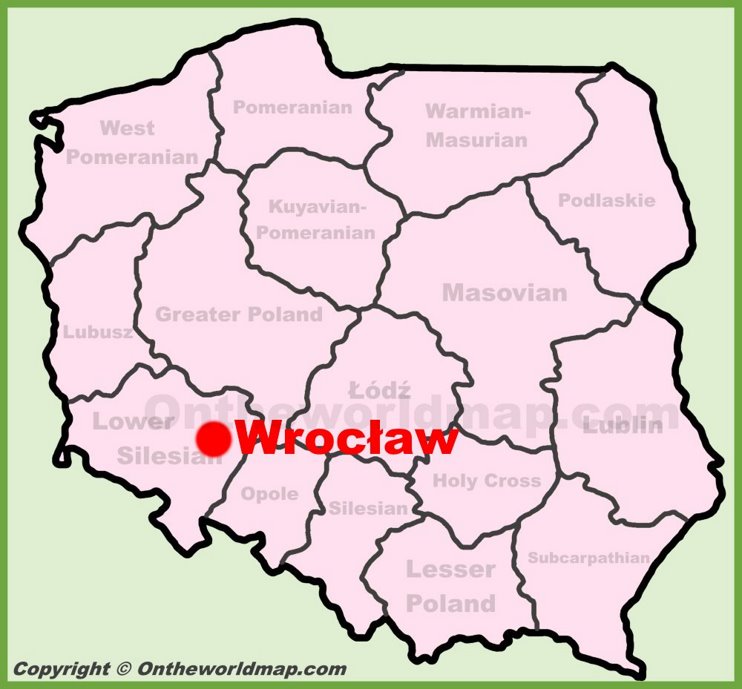 Wrocław location on the Poland map