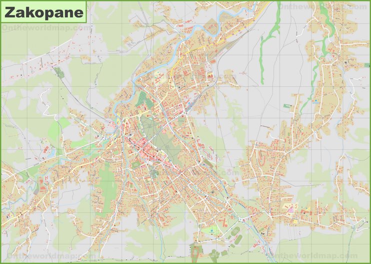 Large detailed map of Zakopane