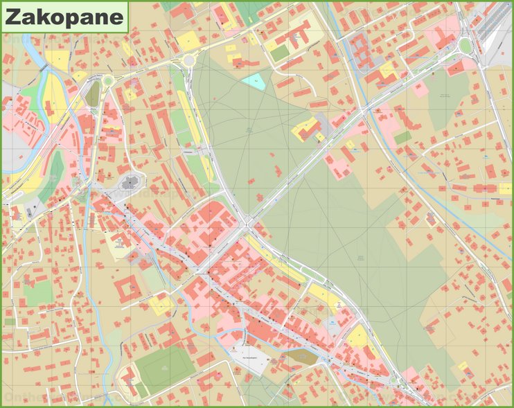 Zakopane city center map