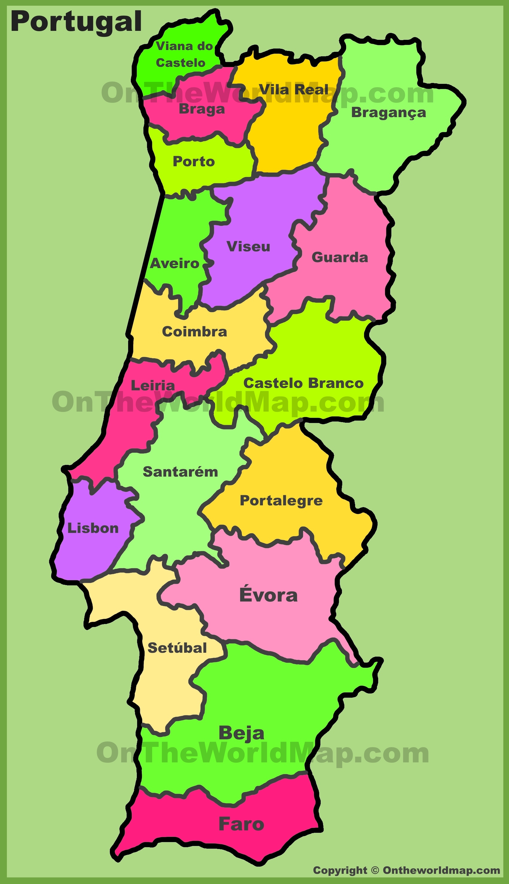 Portugal Map of Regions and Provinces 