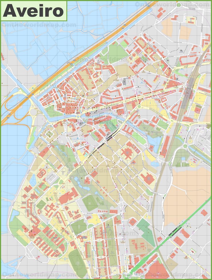 Detailed map of Aveiro
