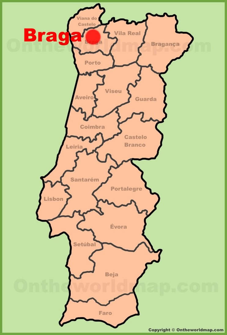 Braga location on the Portugal Map