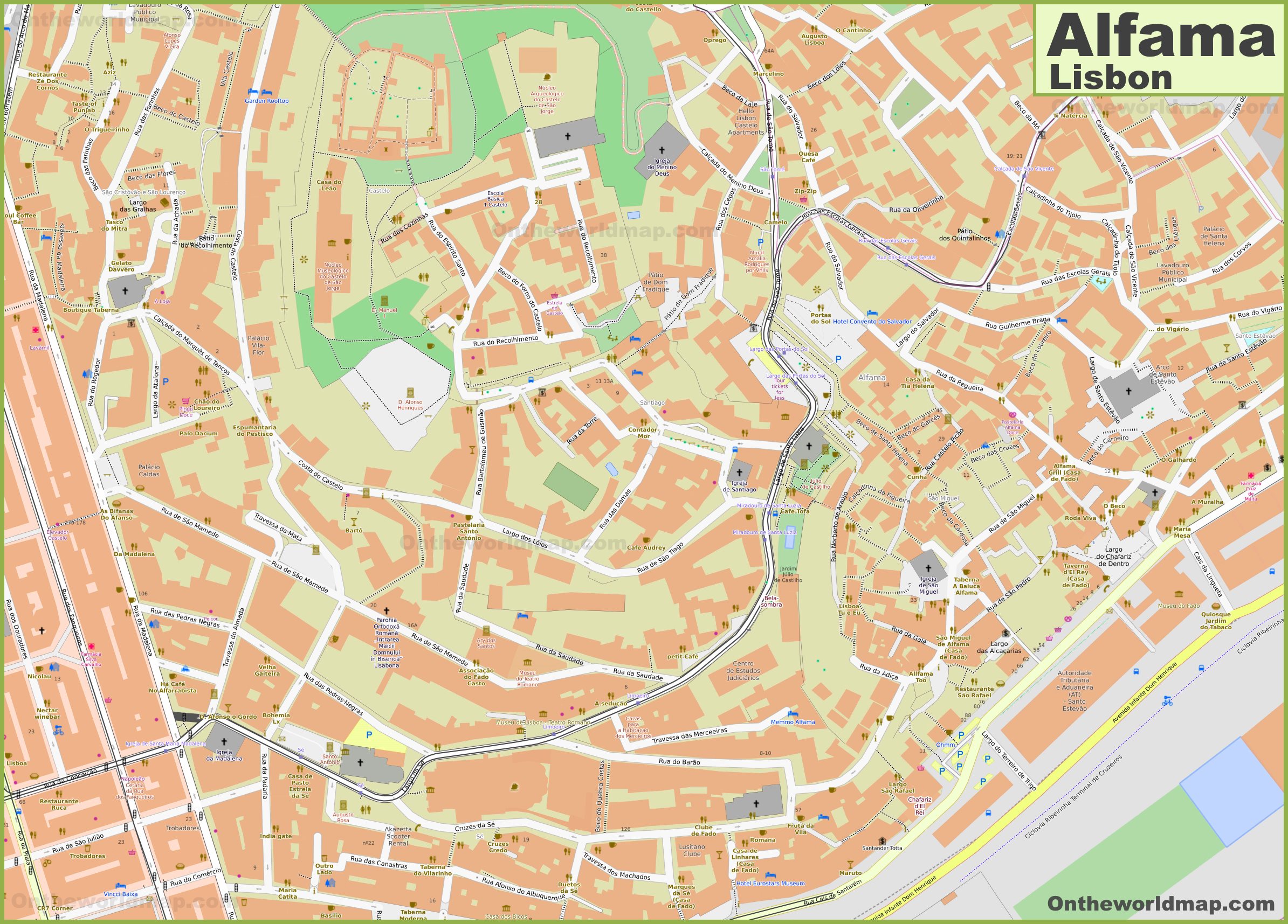 Alfama Map Lisbon Ontheworldmap