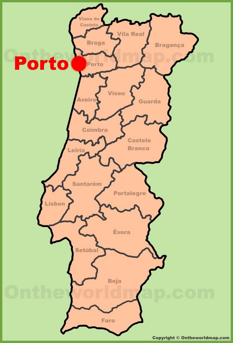 Porto location on the Portugal Map