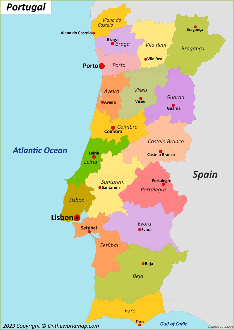 Portugal Districts and Capitals Map