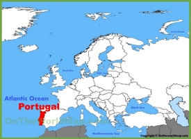 Portugal location on the Europe map