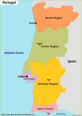 Portugal Regions and Capitals Map